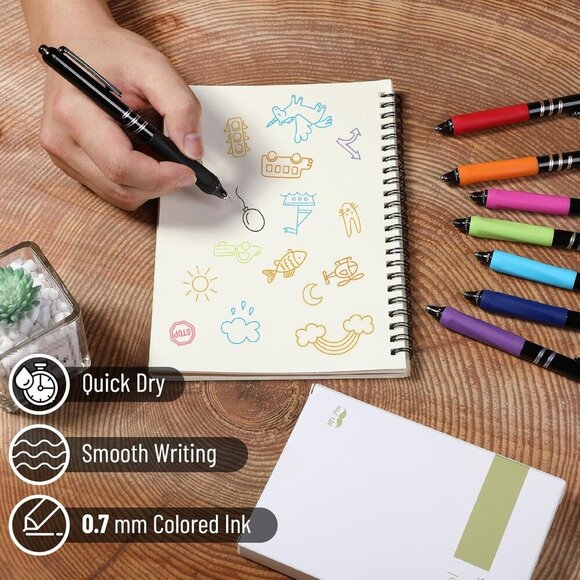 Retractable Gel Pens, 8 Pack, Vibrant Barrels, Fast Dry, Colorful Ink Gel Pens F - Picture 4 of 9